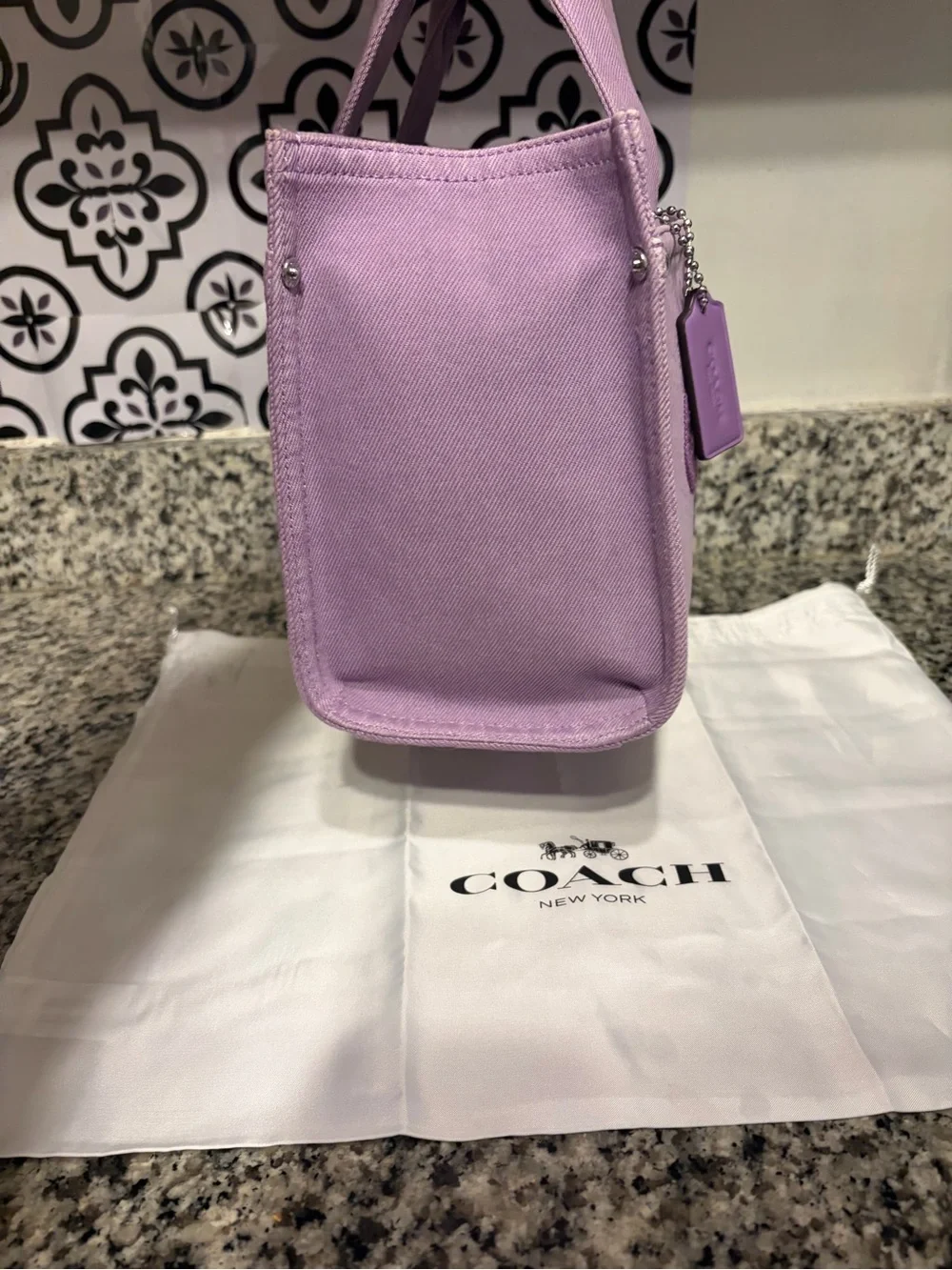 Coach Lilac Canvas Tote with Logo